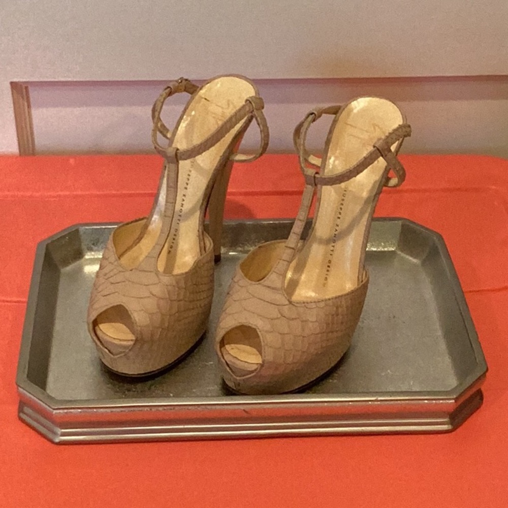 Giuseppe Zanotti Tan Stiletto Heels with Ankle Strap